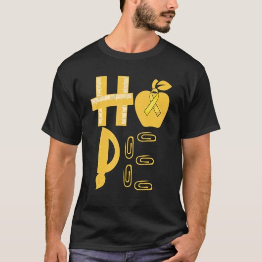 Hope Spina Bifida Awareness Yellow Ribbon Teacher T-shirt (Voorkant)
