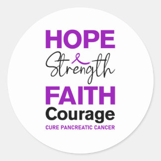 Hope Strength Faith Cure Purple Pancreatic Cancer Ronde Sticker
