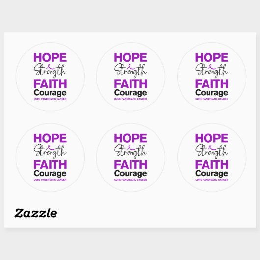 Hope Strength Faith Cure Purple Pancreatic Cancer Ronde Sticker (Vel)