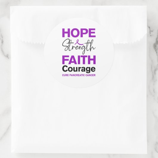 Hope Strength Faith Cure Purple Pancreatic Cancer Ronde Sticker (Tas)