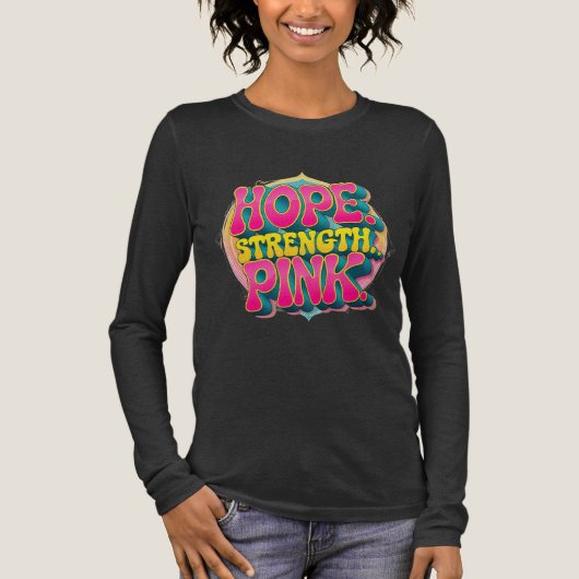 "Hope. Strength. Pink." Breast Cancer Awareness Tri-Blend Shirt (Voorkant)