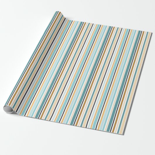 Hope Stripe Gold Turquoise Wrapping Paper Cadeaupapier (Uitgerold)