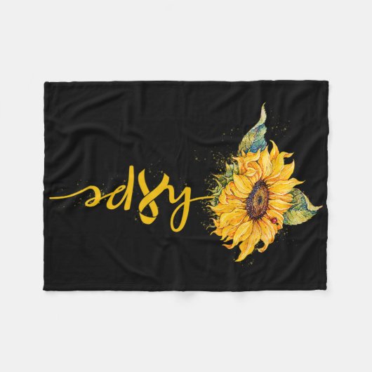 Hope Sunflower Gele Lint Kinderkanker Prijs Fleece Deken (Voorkant (Horizontaal))