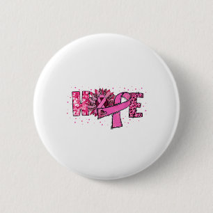Hope Sunflower Leopard Pink Ribbon Borstkanker A Ronde Button 5,7 Cm