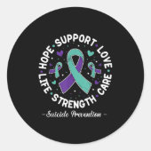 Hope Support Love Life Zelfmoordpreventie Bewustzi Ronde Sticker (Voorkant)