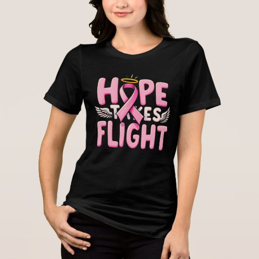 Hope Takes Flight - Roze lint Borstkanker Tri-Blend Shirt (Voorkant)
