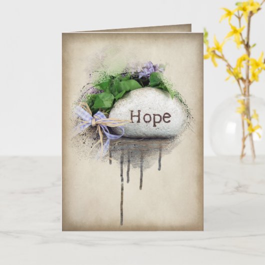 HOPE-tekst in steen gehouwen Kaart (Gele Bloem)