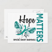 Hope telt Butterfly Cervical Cancer Briefkaart (Voorkant / Achterkant)