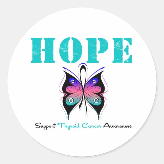Hope Thyroid Cancer Butterfly Ronde Sticker (Voorkant)
