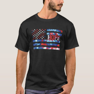 Hope Tie Dye Rood Wit Blauw Patriottisch Amerika w T-shirt