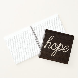 HOPE Touwtekst op donker hout Notitieboek