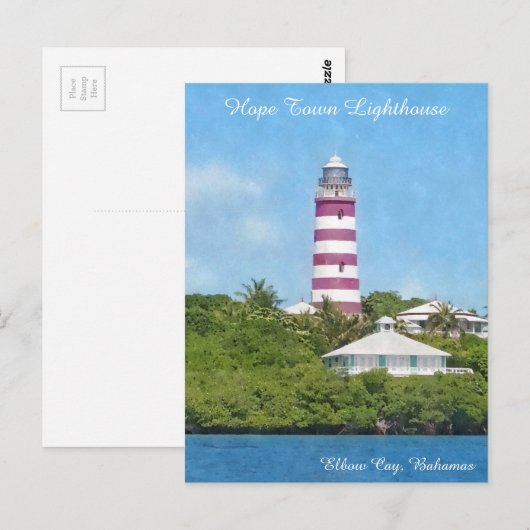 Hope Town Lighthouse Elbow Cay, Bahamas Briefkaart (Voorkant / Achterkant)