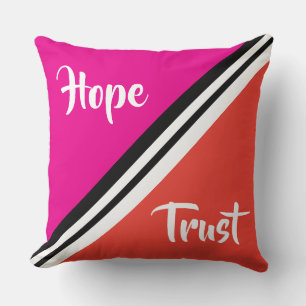 Hope?Trust Bright Pink/Oranje Omkeerbare Pillow Kussen