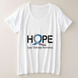 Hope Type 1 Diabetes Grote Maat T-shirt