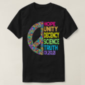HOPE UNITY DECENCY SCIENCE TRUTH Equality Zip T-shirt (Design voorkant)