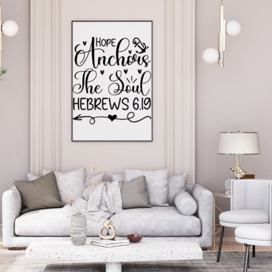 Hope verankert de Soul Black White Christelijke ku Poster