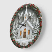 Hope White Church Snow Doves Grote Klok (Hoek)