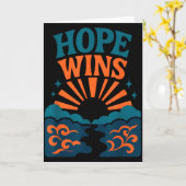 Hope Wins Romans 15_13 Sunrise Ocean Christian Kaart (Gele Bloem)