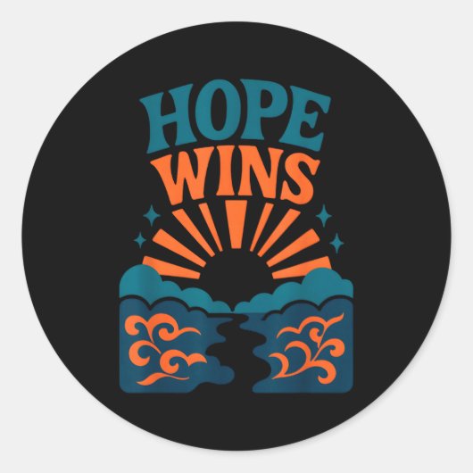 Hope Wins Romans 15_13 Sunrise Ocean Christian  Ronde Sticker (Voorkant)