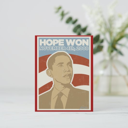  "Hope Won" Obama Briefkaart (Staand voorkant)