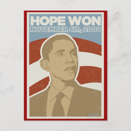  "Hope Won" Obama Briefkaart (Voorkant)