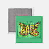 Hope Word Art Groene Vlinder Vleugel Koelkast Magn Magneet (Voorkant / Achterkant)