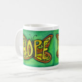 Hope Word Art Groene Vlinder Vleugels Koffie Mok (Voorkant links)