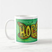 Hope Word Art Groene Vlinder Vleugels Koffie Mok (Links)