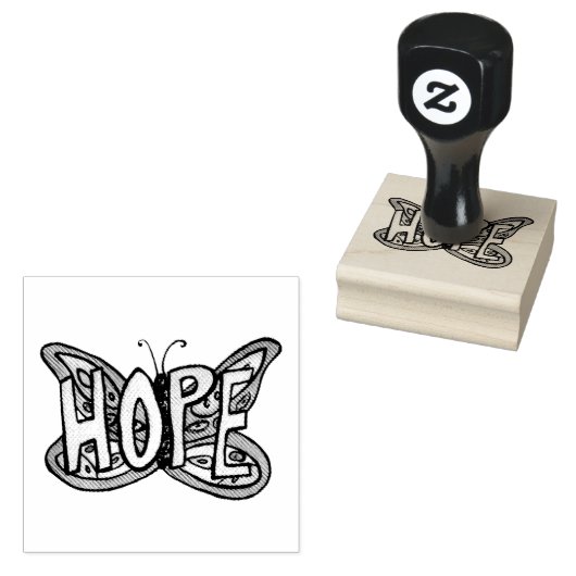 Hope Word Butterfly Rubber Stamp Rubberstempel (Gestempeld)