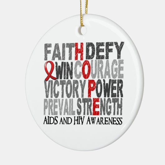 Hope Word Collage AIDS Keramisch Ornament (Links)