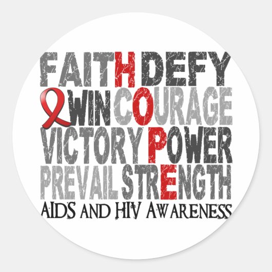 Hope Word Collage AIDS Ronde Sticker (Voorkant)
