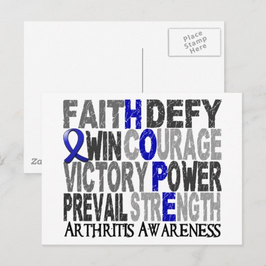 Hope word collage artritis briefkaart (Voorkant / Achterkant)