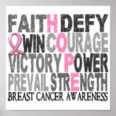 Hope Word Collage Breast Cancer Poster (Voorkant)
