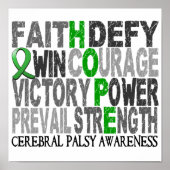Hope Word Collage Cerebral Palsy Poster (Voorkant)