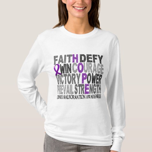 Hope Word Collage Chiari Malformation T-shirt (Voorkant)