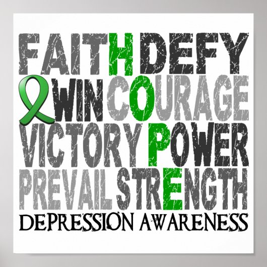 Hope Word Collage Depression Poster (Voorkant)