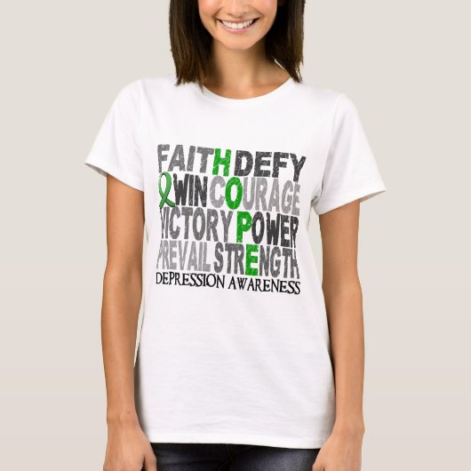 Hope Word Collage Depression T-shirt (Voorkant)