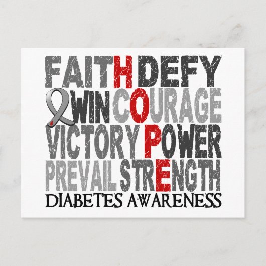Hope Word Collage Diabetes Briefkaart (Voorkant)