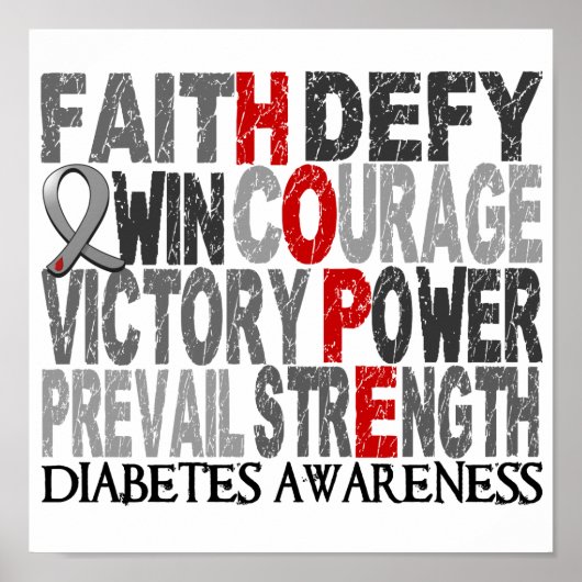 Hope Word Collage Diabetes Poster (Voorkant)