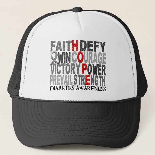 Hope Word Collage Diabetes Trucker Pet (Voorkant)