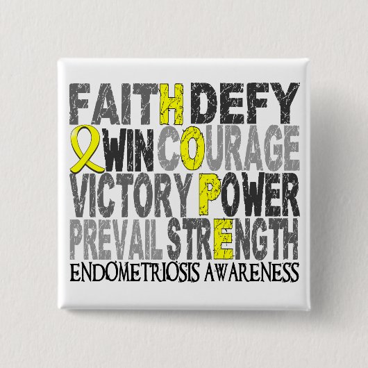 Hope Word Collage Endometriosis Vierkante Button 5,1 Cm (Voorkant)