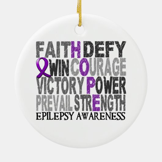 Hope Word Collage Epilepsy Keramisch Ornament (Achterkant)