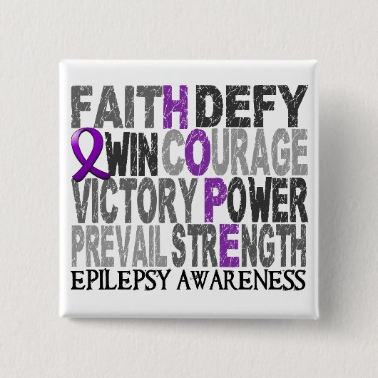 Hope Word Collage Epilepsy Vierkante Button 5,1 Cm (Voorkant)