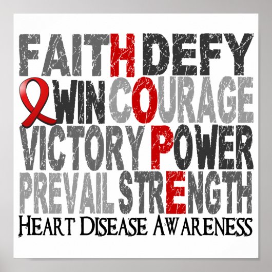 Hope Word Collage Heart Disease Poster (Voorkant)