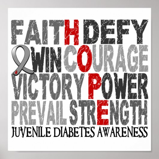 Hope Word Collage Juvenile Diabetes Poster (Voorkant)