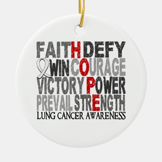 Hope Word Collage Lung Cancer Keramisch Ornament (Voorkant)