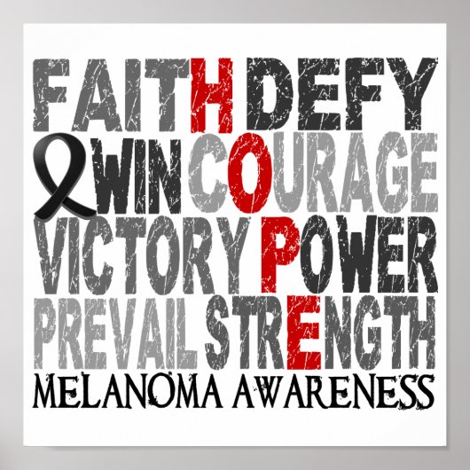 Hope Word Collage Melanoma Poster (Voorkant)