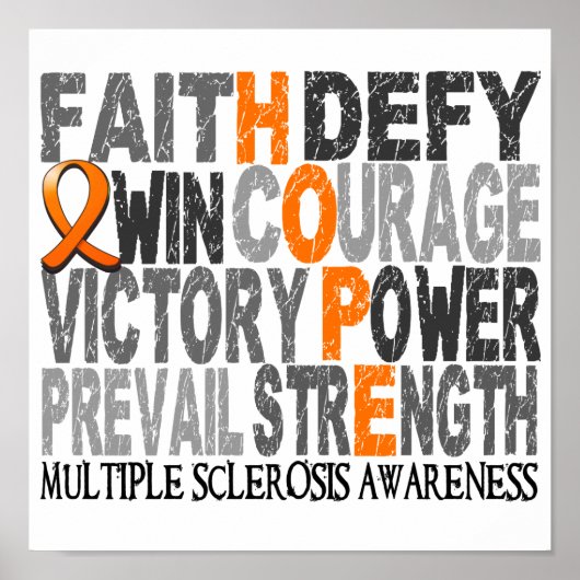 Hope Word Collage Multiple Sclerosis Poster (Voorkant)