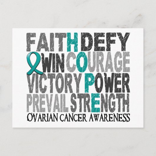 Hope Word Collage Ovariumkanker Briefkaart (Voorkant)