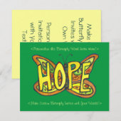 Hope Word Green Butterfly Custom Art Invitations Kaart (Voorkant / Achterkant)